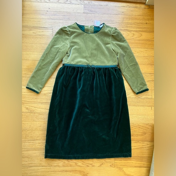 Vintage Velour Hanna Andersson Kids' Dress - Size 6-7 - Green - Picture 1 of 9